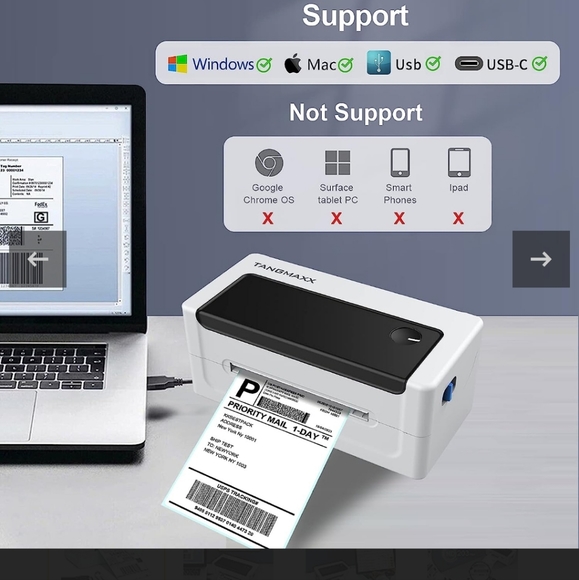 NWOT-Tangmaxx Thermal label printer. 1 stack of 4x6 Shipping labels. - Picture 5 of 10